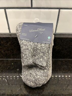 NWT Universal Thread Gray Marled Ankle Socks - 3 Pack